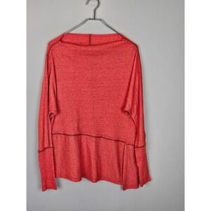 We The Free Ribbed Cowl Neck Dolman Sleeve Top Coral Red XS